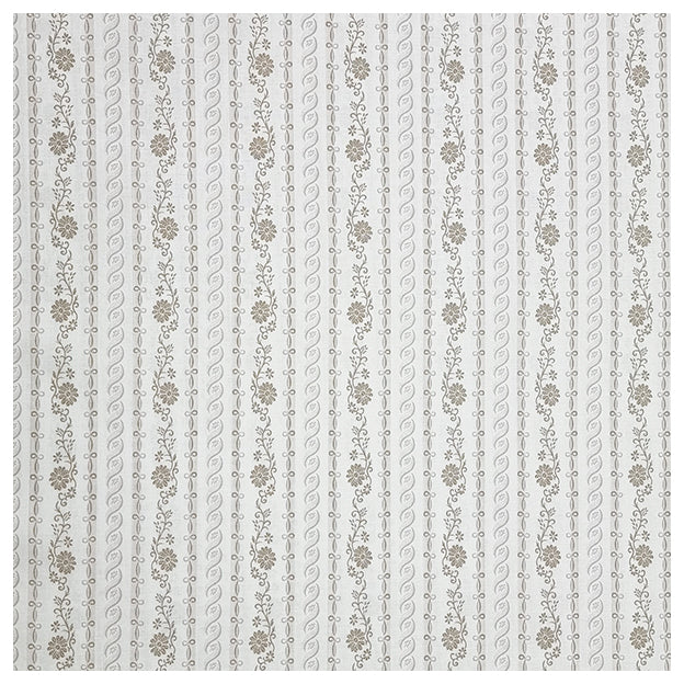 Baumwolle gestreift mit Blumenmotiv weiß und beige