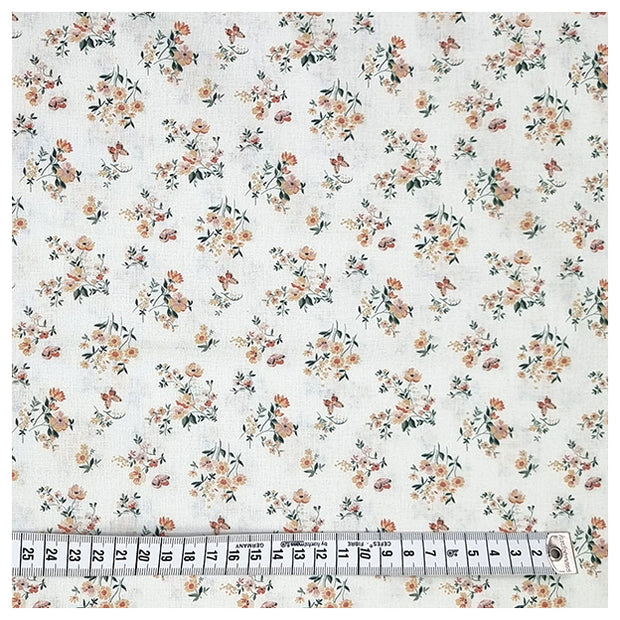 Baumwoll-Popelin Digital Blümchen weiß