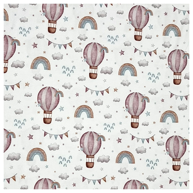 Jersey Stoffpaket Regenbogen mit Heißluftballon und uni mit Bündchen