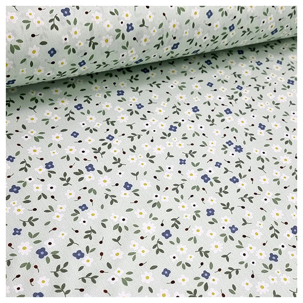 Baumwolle Blumen mint und blau