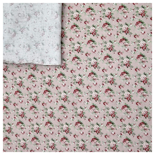 Baumwoll-Popelin Digital kleine Rosen beige