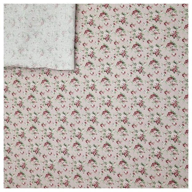 Baumwoll-Popelin Digital kleine Rosen beige