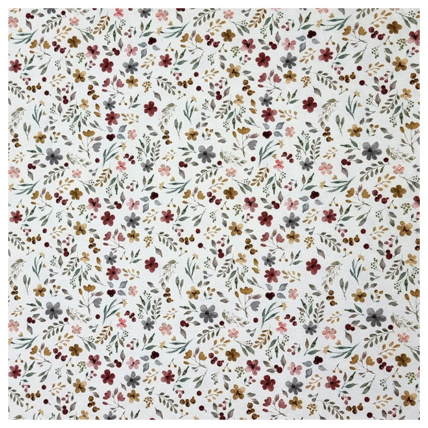 Jersey Stoffpaket Blumen Collage ecru und uni bordeaux mit Bündchen