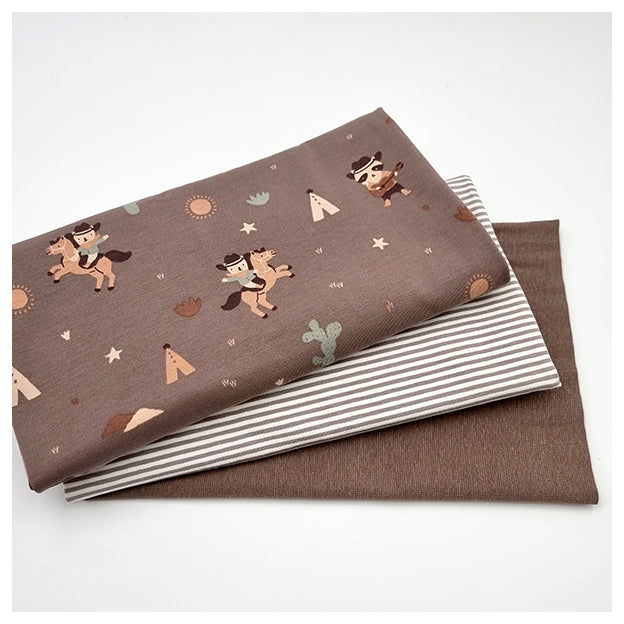 Jersey Stoffpaket Cowboys mit Streifen und Bündchen