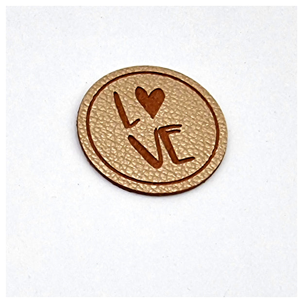 Label LOVE gold aus Lederimitat