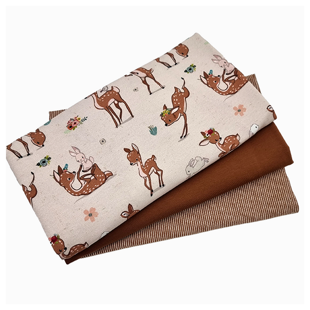 Jersey Stoffpaket Rehlein und uni mit Bündchen streifen