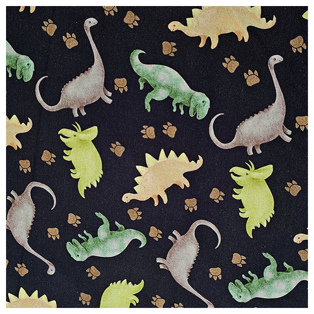 Jersey Stoffpaket Dinosaurier schwarz und Streifen mit Bündchen