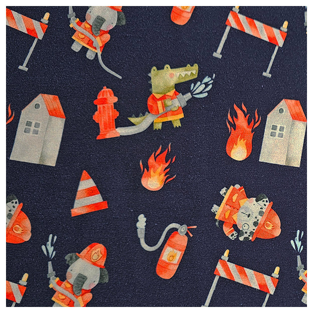 Jersey Stoffpaket Feuerwehrtiere und Streifen mit Bündchen