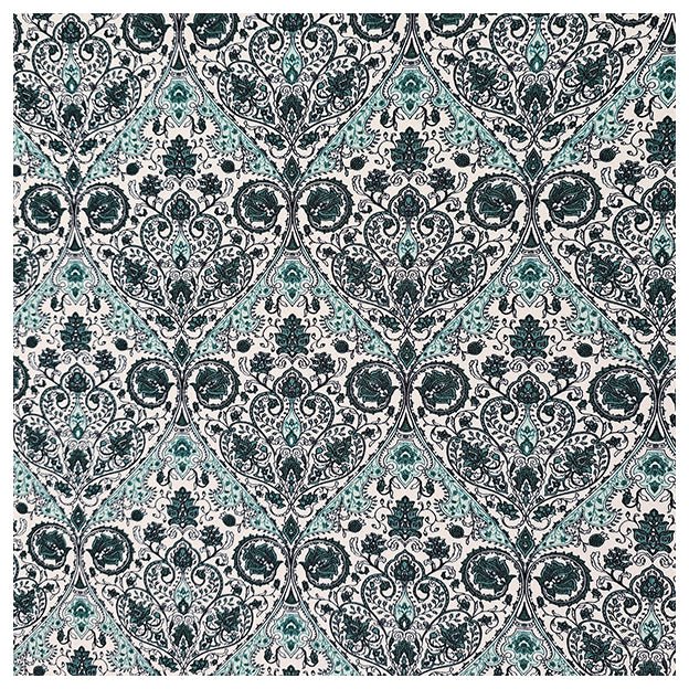 Trachten Stoffpaket wasserblau und Ornamente mit Schürze in grau