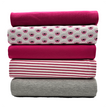 Stoffbox Jersey  Blumenmuster und Waffeljersey mit Bündchen fuchsia