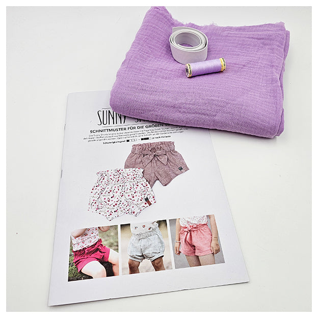 Nähpaket Musselin uni sunny shorts für Kinder auch für Anfänger geeignet