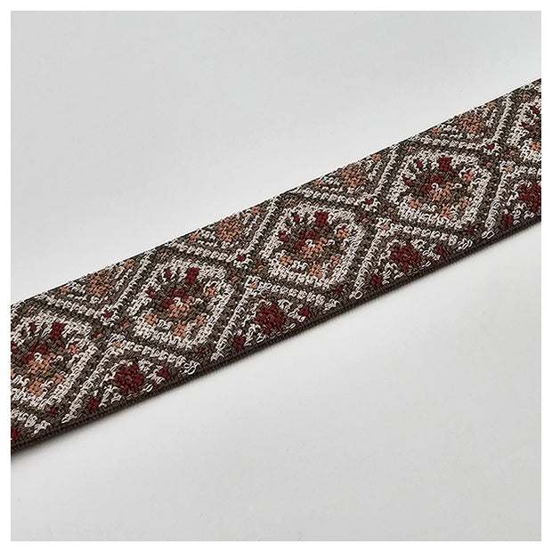 Elastic Band Jacquard olive, nude und weinrot 4cm