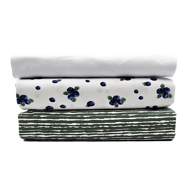 Jersey Stoffpaket Heidelbeeren und streifen mit Bündchen