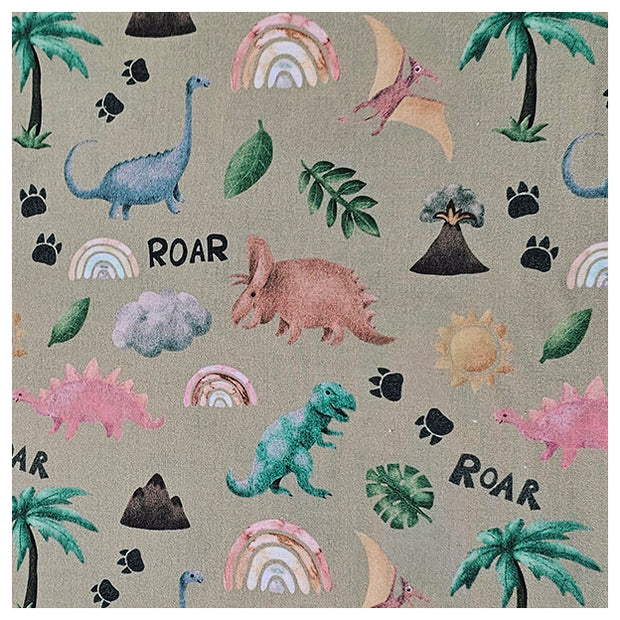 Baumwolle Digital Dinosaurier hellgrün