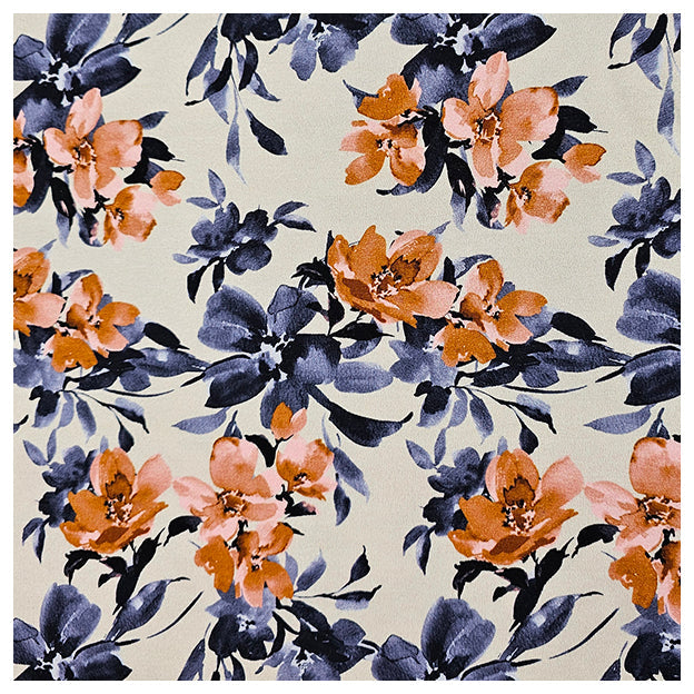 Stoffpaket French Terry Blumen beige mit Bündchen