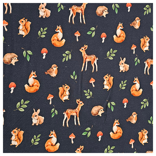 French Terry Digital Waldtiere navy