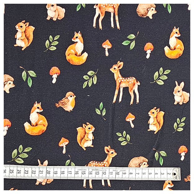 French Terry Digital Waldtiere navy