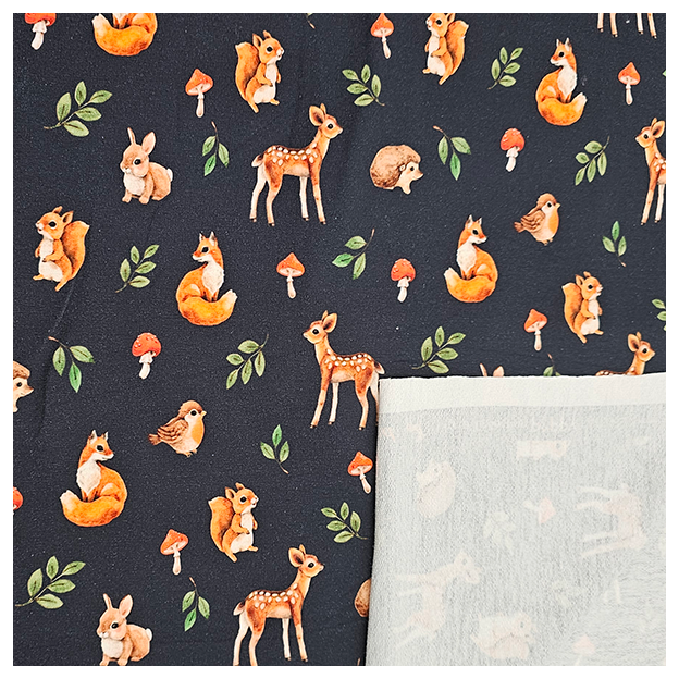 French Terry Digital Waldtiere navy