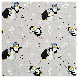 French Terry Pinguine und Schneeflocken