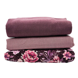 Trachten Stoffpaket mauve und große Blumen mit Schürze