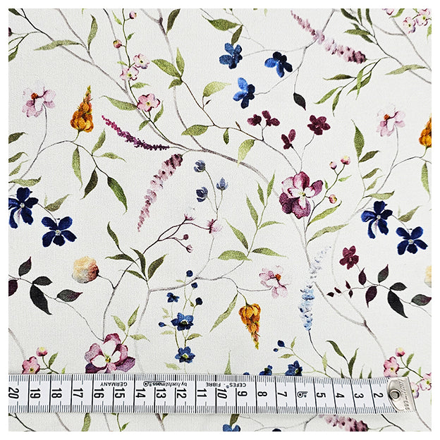 French Terry Digital Blumen wollweiß