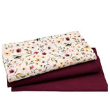 Jersey Stoffpaket Blumen ecru und uni bordeaux mit Bündchen