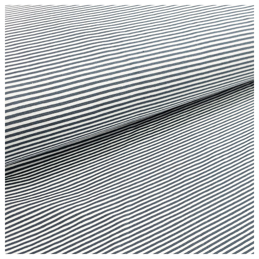 Jersey Streifen stahlblau und weiß 2mm