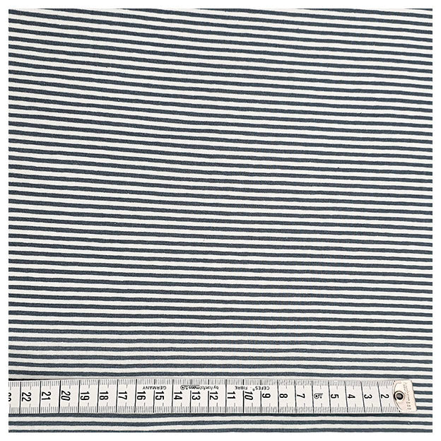 Jersey Streifen stahlblau und weiß 2mm