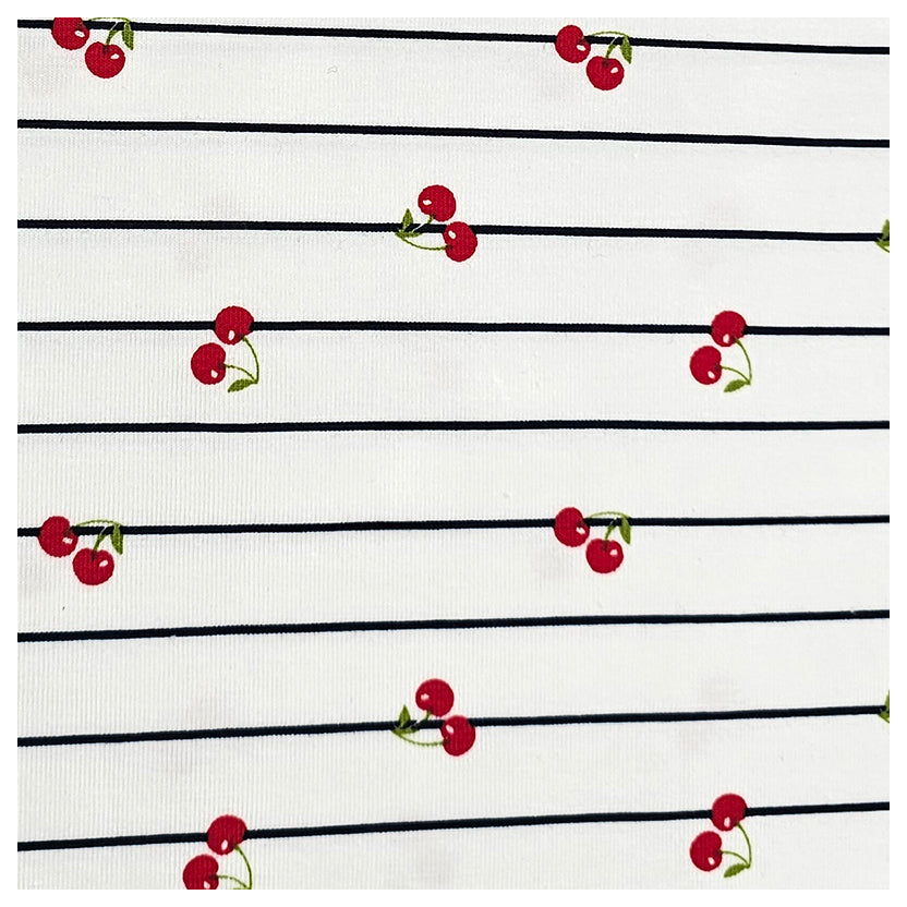 Jersey Stoffpaket Kirschen und uni rot mit Bündchen