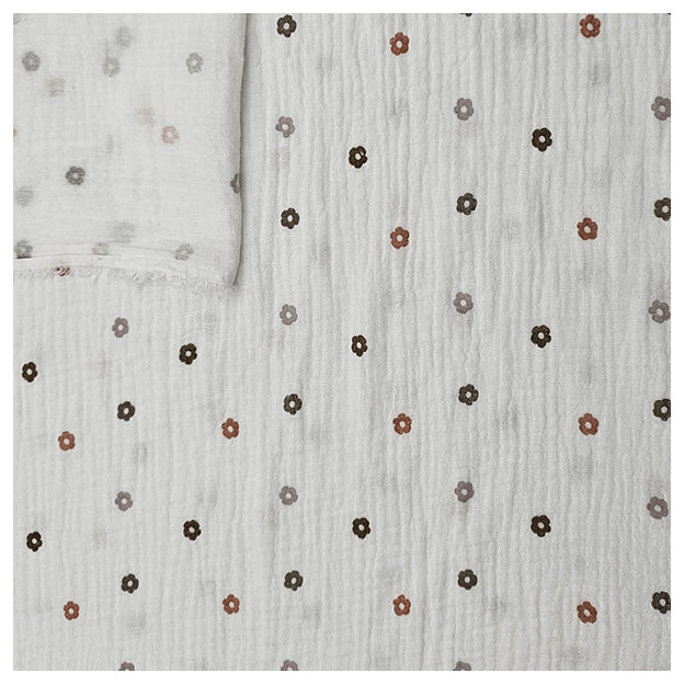 Musselin Baumwolle kleine Blümchen naturweiß