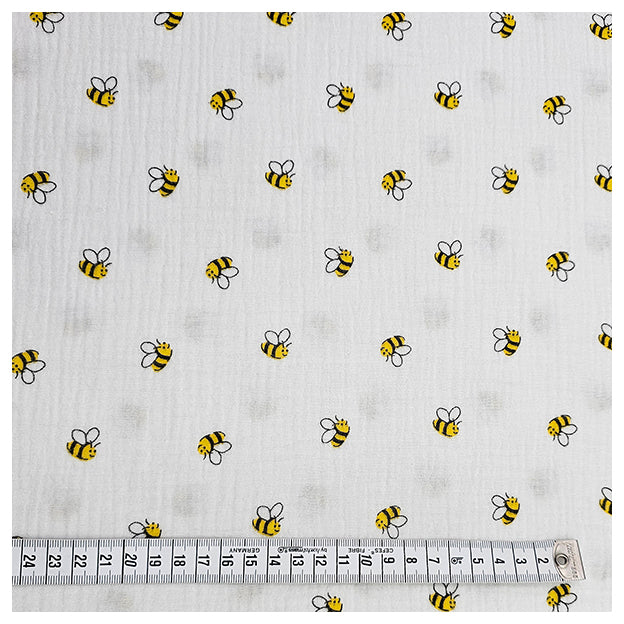 Musselin Baumwolle Bienen naturweiß