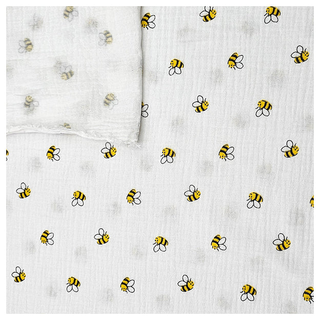 Musselin Baumwolle Bienen naturweiß