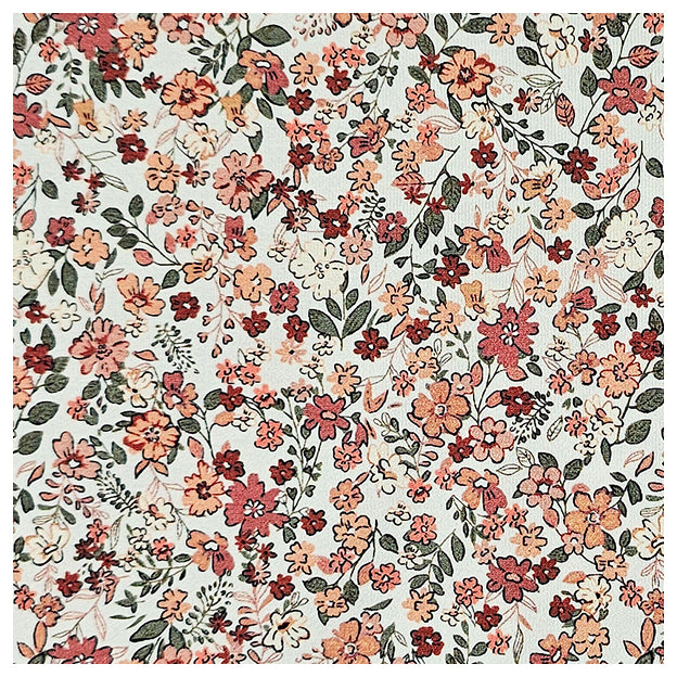 Jersey Stoffpaket Blümchen und uni goldbraun mit Bündchen