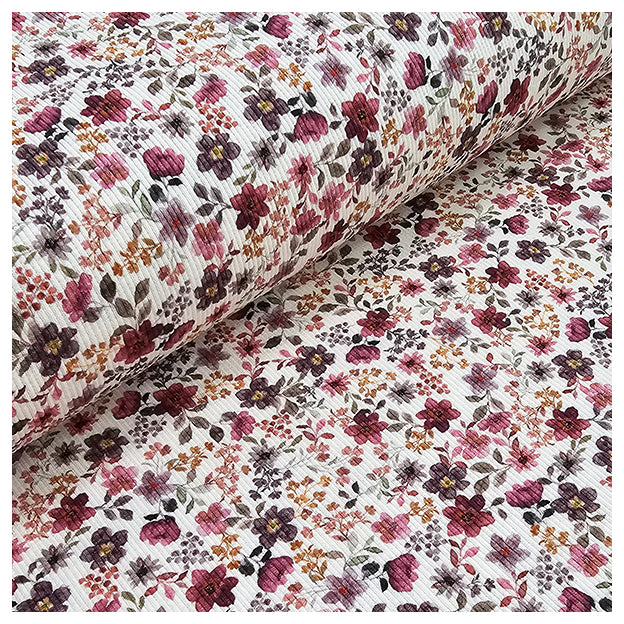 Rippjersey Digital Blumen bordeaux