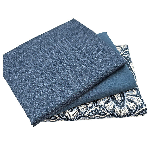 Trachten Stoffpaket blau und Ornamente mit Schürze in Leinenoptik