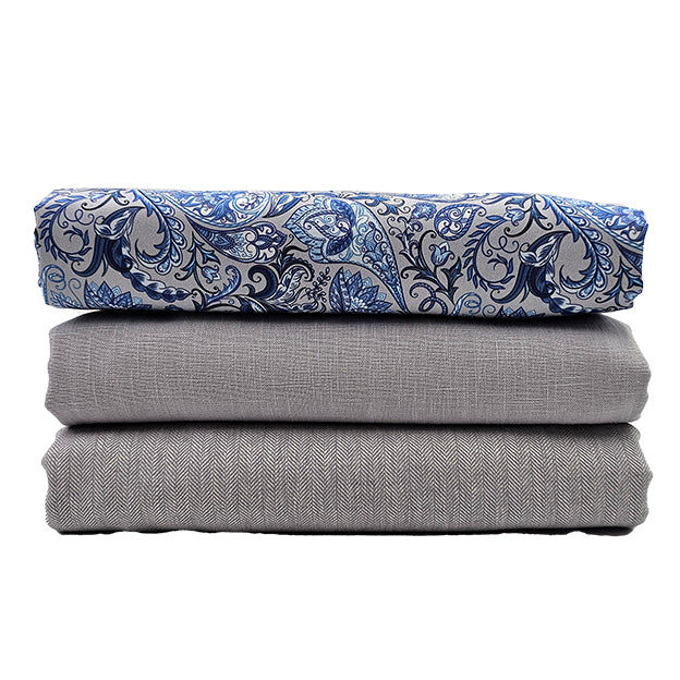 Trachten Stoffpaket in grau mit Fischgrät und Paisley Schürze