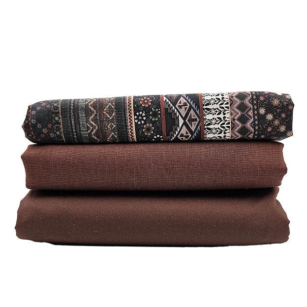 Trachten Stoffpaket braun mit gestreifter Schürze