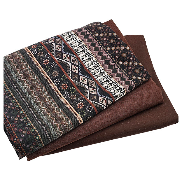 Trachten Stoffpaket braun mit gestreifter Schürze