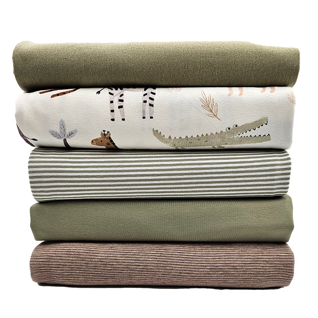 Stoffbox Jersey Safari mit Ottoman Jersey und Bündchen lindgrün