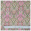 Baumwollsatin Siena Ornamente pink und grün