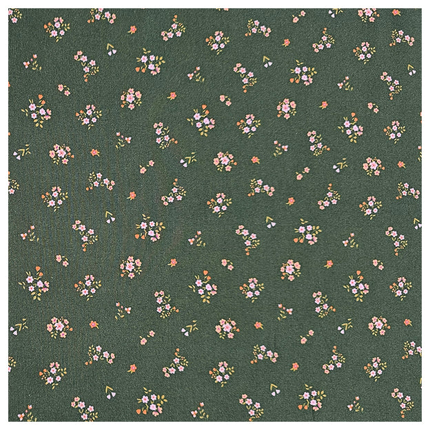 Baumwoll-Popelin Blumenstrauß grün