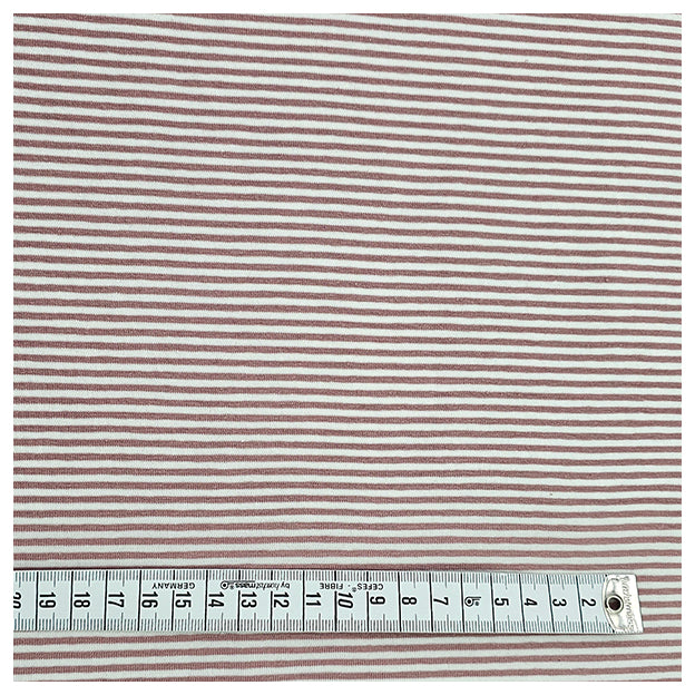Jersey Streifen mauve und weiß 2mm