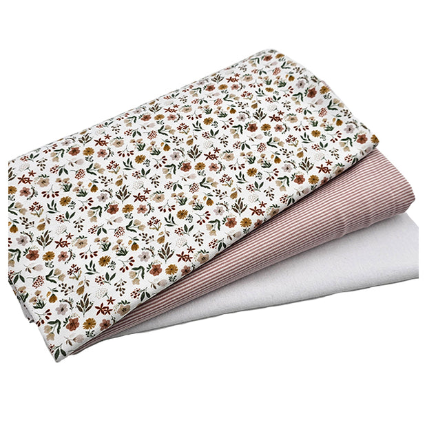 Jersey Stoffpaket Mille Fleur und streifen rosa mit Bündchen