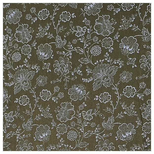 Baumwolle zarte Blumen Halbdruck in olive