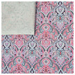 Baumwollsatin Siena Ornamente blau und rosa