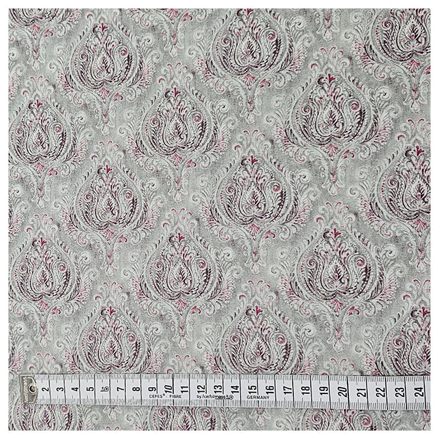 Baumwoll-Popeline Digital Ornamente grau und pink