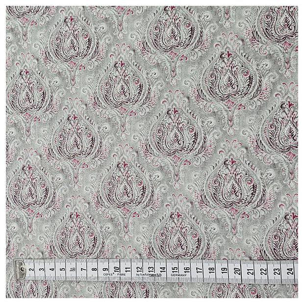 Baumwoll-Popeline Digital Ornamente grau und pink