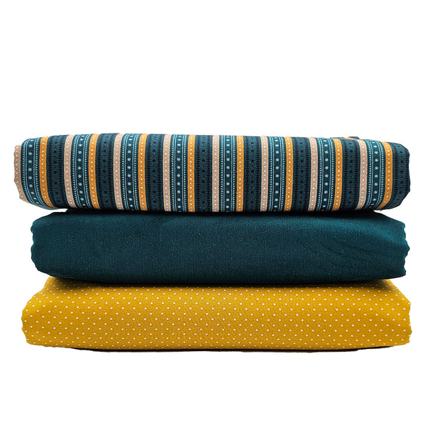 Trachten Stoffpaket Cord petrol und senfgelb mit Schürze