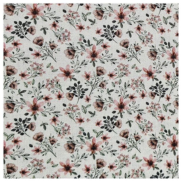 Baumwoll-Popelin Digital Streublümchen grün und braun