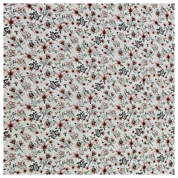 Baumwoll-Popelin Digital Streublümchen grün und braun